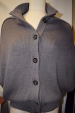 Banana Republic Womens Grey Poncho Button Cardigan Knit Sweater Wool Blend M 8