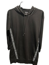 Michael Kors Long Sleeve Hooded Logo Plain Fleece Lined Stretch Black SIZE S