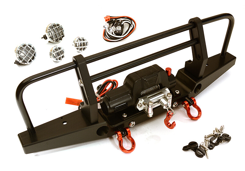 Pare-chocs Avant Réaliste Avec Treuil LED Pour Crawler 1/10 - Compatible TRX-4, SCX (Integy)