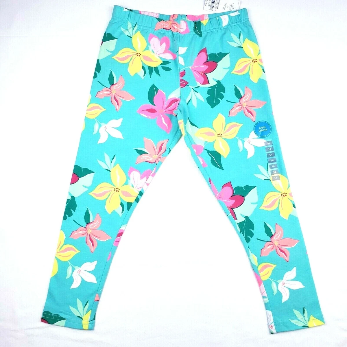 Carter's Girls Tropical Blue Floral Capri Leggings size 2T NWT