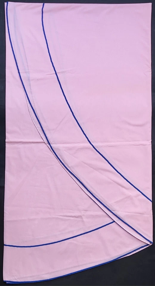 Joli ancien LINGE DE TABLE 1 NAPPE RONDE + 12 SERVIETTES couleur rose brodé bleu - Photo 3/4