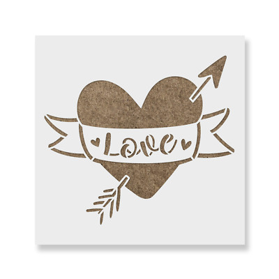Love Arrow Valentines Heart Stencil - Durable & Reusable Mylar Stencils