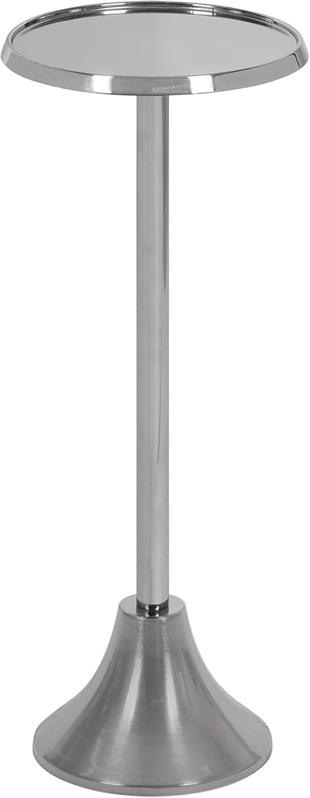 Sanzo Modern Pedestal Side Table, 9 X 9 X 23, Silver, Decorative End Table with