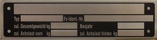 Typenschild Anhänger Schlepper Traktor Kipper Aufbau (100261)