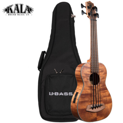 Kala U-BASS Exotic Mahogany Acoustic Electric Bass Ukulele + Gig Bag UBASS-EM-FS