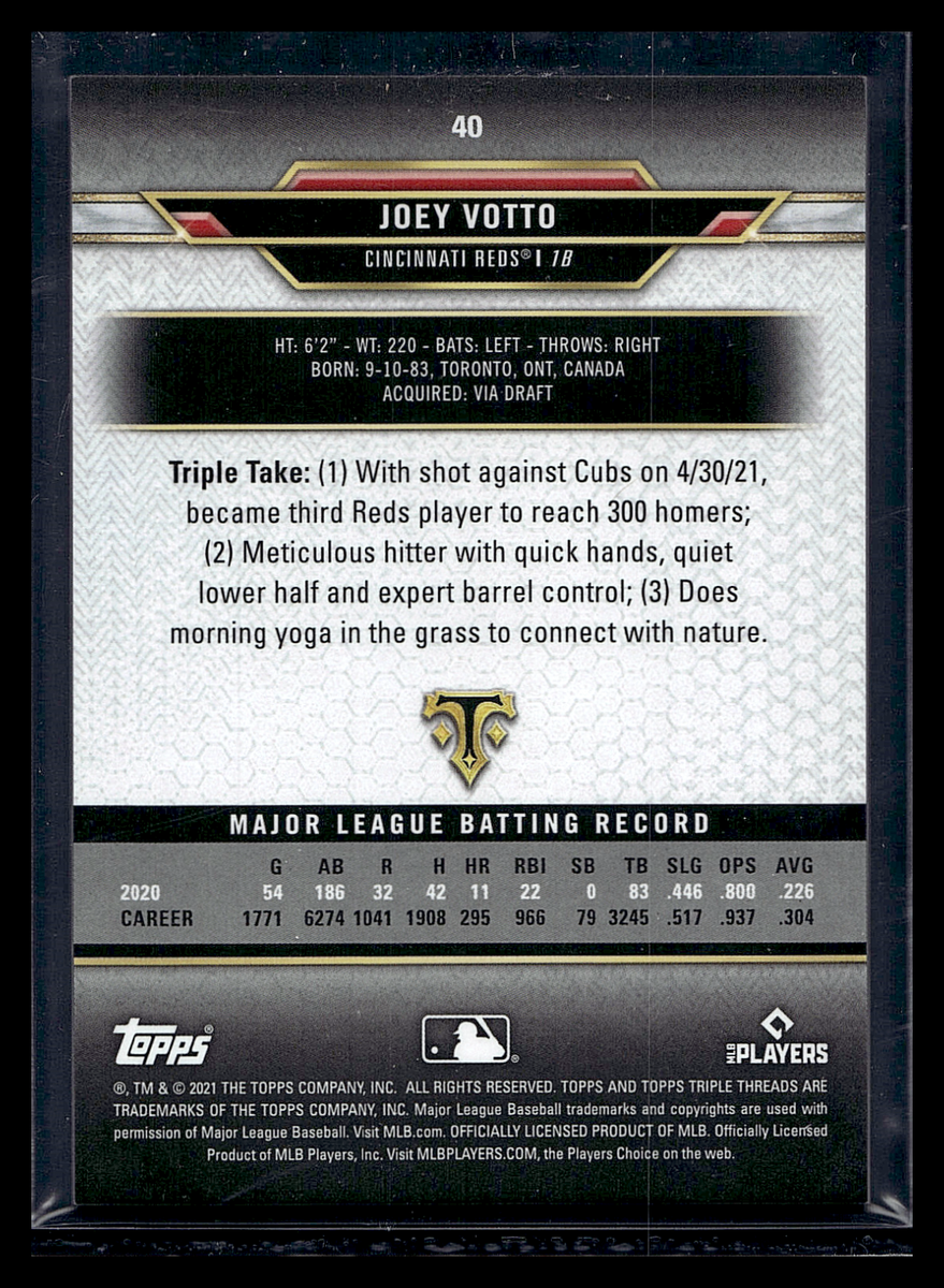 2021 TOPPS TRIPLE THREADS EMERALD #40 JOEY VOTTO #ED /259