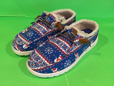 Hey Dude Wendy Ugly Winter Sweater Christmas Slip On Shoes Loafers Mens 11 Hey Dude Wendy Ugly Sweater Faux Shear Christmas Shoes  main image 4