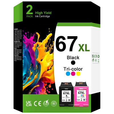 67XL Black Color Ink Replace for HP 67 Deskjet 2720 2752e Plus 4100e 4110e 4120e