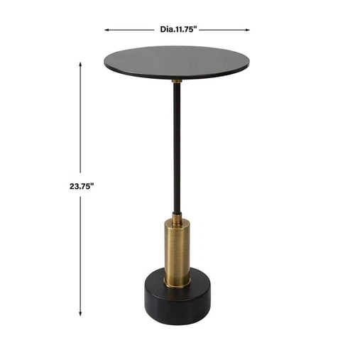 Uttermost Spector Contemporary Iron Metal Accent Table in Black/Brass - Picture 5 of 5