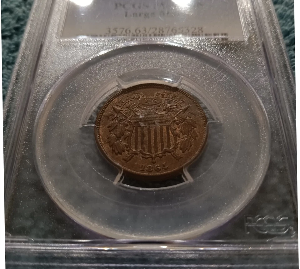 1864 Two Cents, PCGS MS-63 BN - with significant red lustre - Image 2 of 4