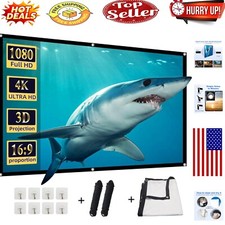High-Density Polyester 84-Inch Projector Screen - 160-Degree Viewing for 3D  HD