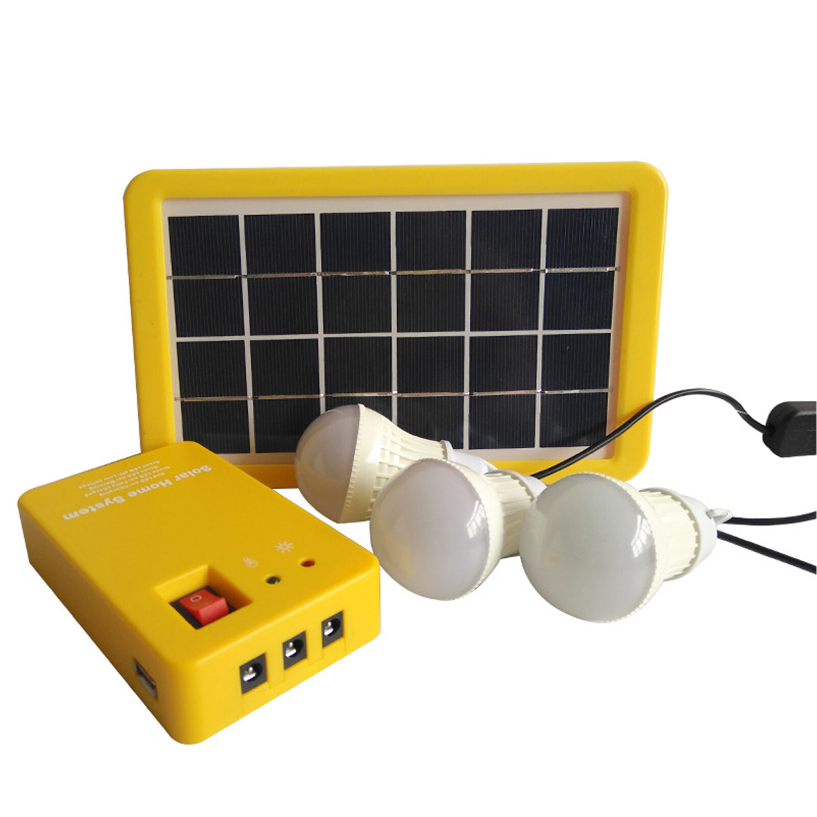 Kit generador de panel de energía solar 5V cargador USB sistema doméstico bombilla de batería de litio