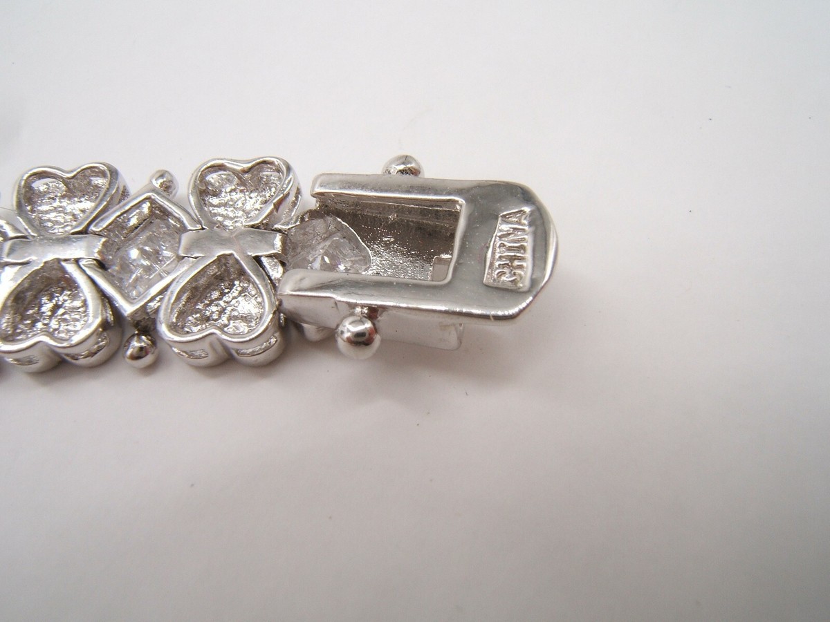 VTG FAS STERLING SILVER BRACELET WITH MARCASITES & CRYSTALS 7” View 5