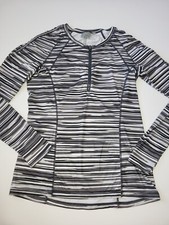 Athleta Pacifica 1/2 Zip Swim Shirt Rash Guard size Medium long sleeve stripe