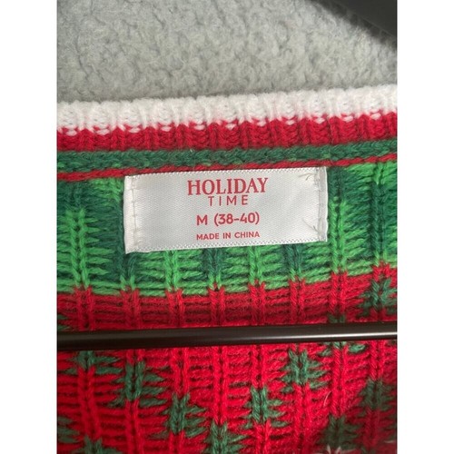 Holiday Time Ugly Christmas Sweater Cow Antlers Green M (38-40) Festive Acrylic - Picture 6 of 8