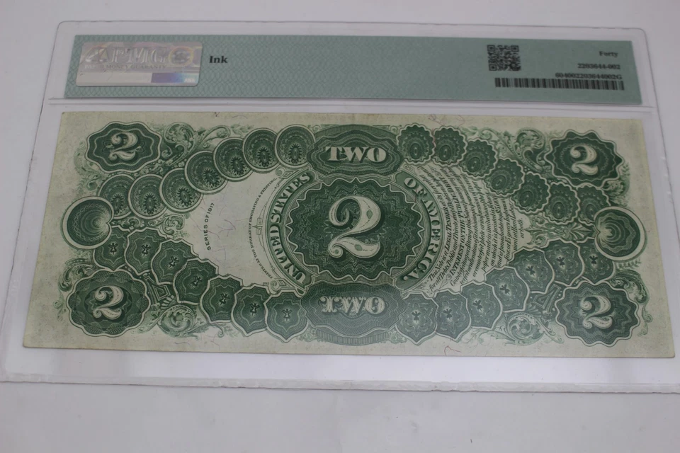 1917 $2 Dollars Legal Tender Red Seal Large Note PMG 40 FR#60 Extremely Fine - Image 2 of 2