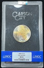 1884-CC NGC MS64 GSA HOARD Morgan Silver $1 - Rainbow Toned Beauty!