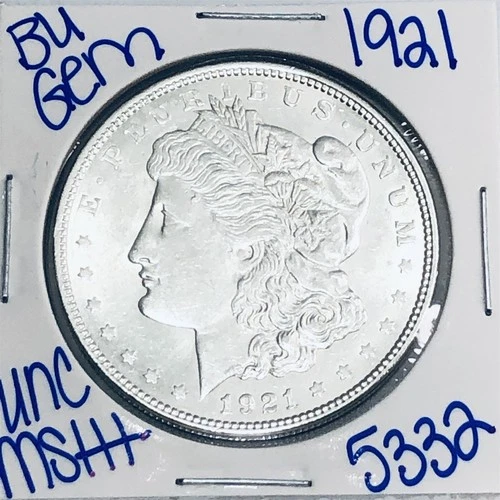 1921 BU UNCIRCULATED MORGAN SILVER DOLLAR AUTHENTIC U.S. MINT FREE SHIPPING 5332