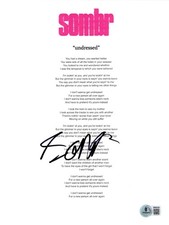 'Sombr' Signed Lyric Sheet 'undressed' Indie Pop Autograph Beckett