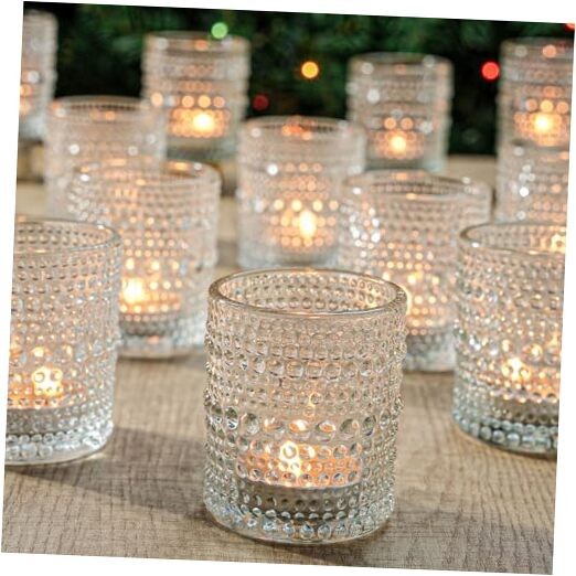 24 Clear Glass Votive Candle Holders for Wedding DIY Wax Filling