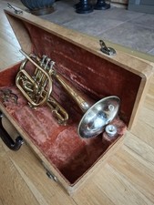 Frank Holton Vintage Super Collegiate Cornet 2 Color, Very Good Ready To Play.