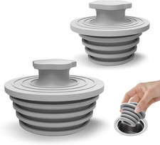 2 Pack Tapon De Silicona Universal Para Drenaje De Banera Y Ducha Color Gris
