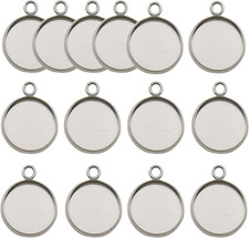 40 Pcs Fit 14Mm Stainless Steel round Blank Bezel Pendant Trays Base Cabochon Se