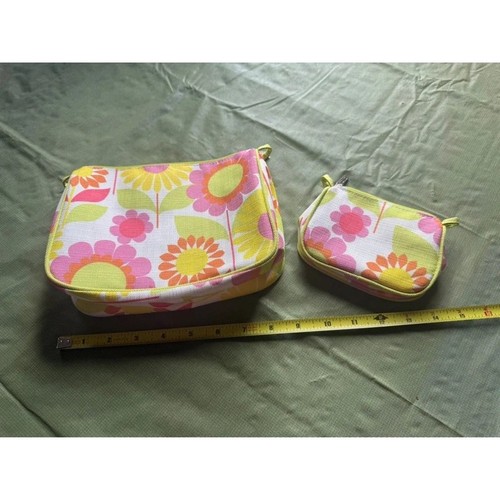 Clinique Vintage Floral Makeup Bag Set 2 Piece Pencil Pouch Dorm Organizer