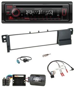 Kenwood Steering Wheel CD USB Bluetooth DAB Car Stereo for BMW 3 Series E46 2001-2007 Quadloc