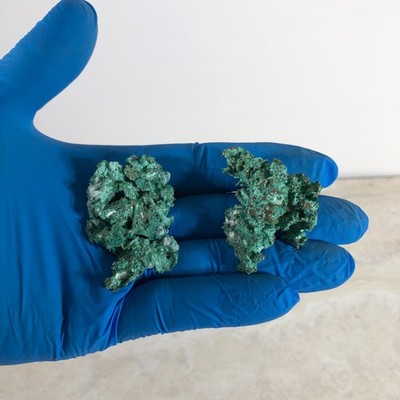2pcs  Native Copper w Malachite Mineral Crystal Specimen  JKL-1