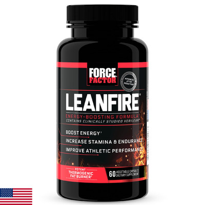 Force Factor LeanFire Pre Workout Energy Pills Green Tea Caffeine 60 Count Black