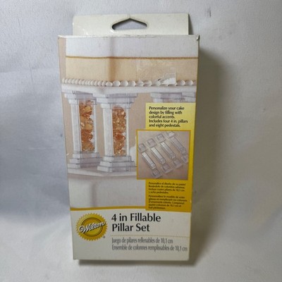 Wilton 4 in Fillable Pillar Set Clear Cake Separators 12 Piece Kit 303-801