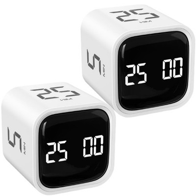 Rotating Pomodoro Timer - 5/10/25/50 Min Presets, Desk Flip Countdown, ADHD, Vib