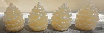 Set of 4 Pine Cone Shaped Cream Colored Candles 2.75'' Tall; 2'' Diameter
