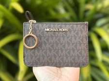 Michael Kors Jet set Travel SM Coin Pouch ID Key Holder Wallet MK Brown