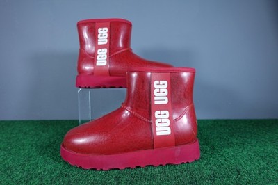 UGG Boots Womens Size 5 Red Classic Clear Mini Waterproof Ankle Rain 1113190