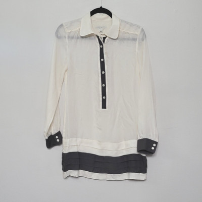 Banana Republic 4 Cream 100% Silk Shift Dress Long Sleeve Quiet Luxury Romantic