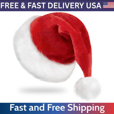 Christmas Santa Hat for Adults Thick Velvet Plush Felt Unisex Xmas Party Costume