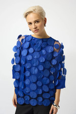 Joseph Ribkoff Royal Sapphire 3D Dot Mesh 3/4 Sleeves Top 253121