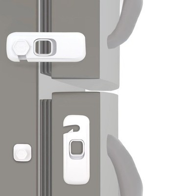 Child Safety Lock for Refrigerator Freezer Cabinet Latches Adhesive White 2 Pack