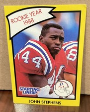 JOHN STEPHENS 1990 KENNER STARTING LINEUP CARD “ROOKIE YEAR” - PATRIOTS. rookie card picture