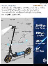 1PLUS Electric Scooter 500W Folding Solid Tires Double Braking App Adults