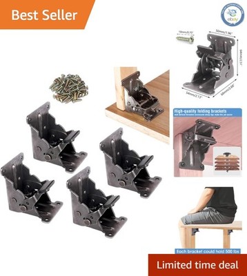 Rustproof 4 Pack Folding Table Hinges - 90 Degree Self Locking for Stability