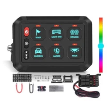 6 Gang ON/OFF Switch Panel Circuit Control Box LED Light Bar For Marine Boat Car