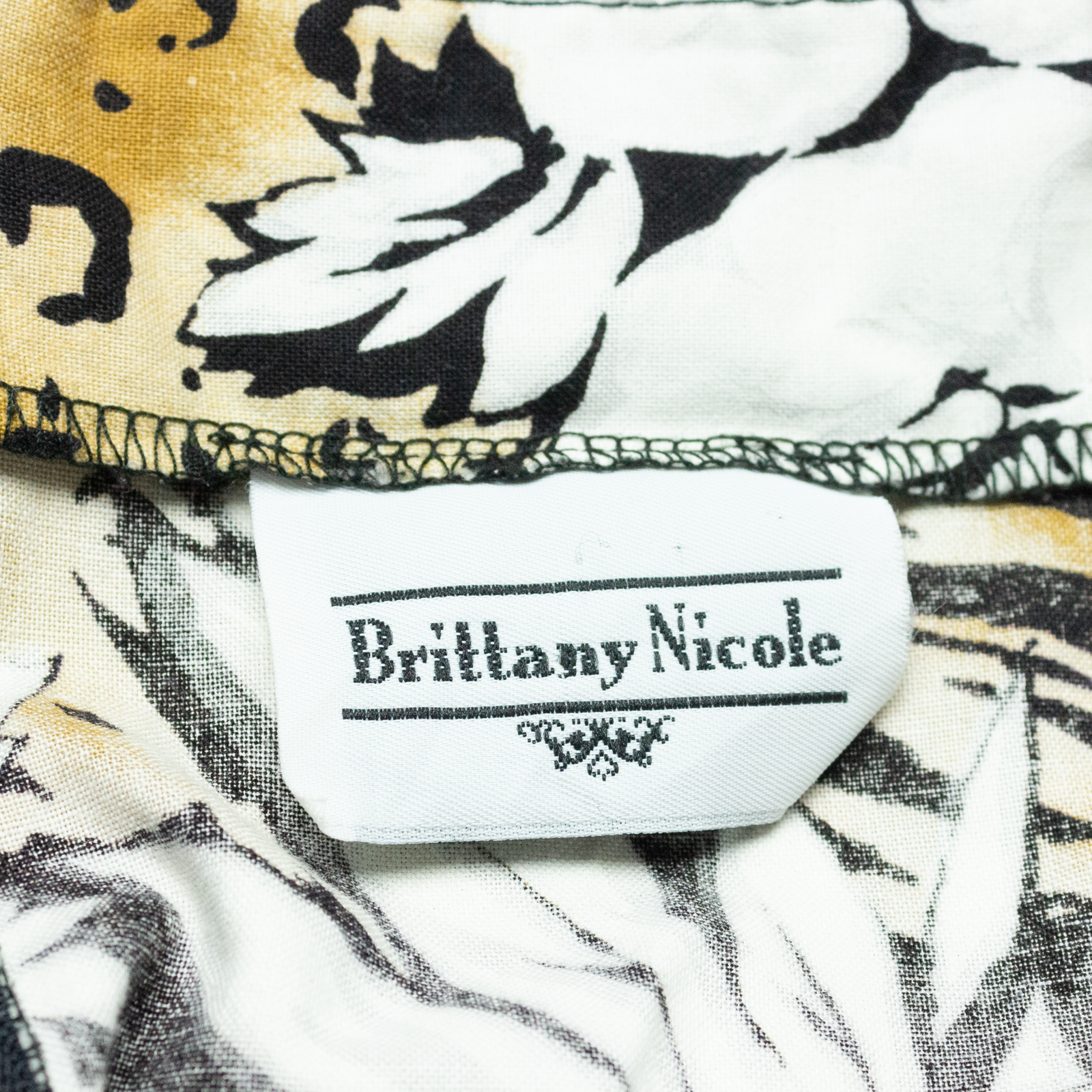 BRITTANY NICOLE Animal Print Womens Day Dress Brown Floral Short Sleeve Midi L - Picture 3 of 6