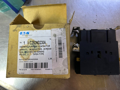 Eaton Contactor Definte Purpose 30Amps GB Q130040-01 CR553AC C25DND230A 2 poles