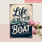 Tin Metal Signs Home Décor Nautical "Life Is Better from the Boat" Wall Vintage