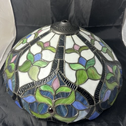 Stained Glass Tiffany Style Lamp Shade 16" x 7" Ish Vintage