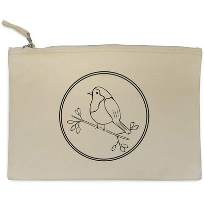 Canvas Clutch/Zubehörkoffer ''Weihnachten Rotkehlchen mit Beeren'' (CL00048540)
