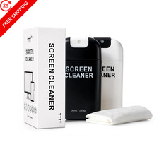 Screen Cleaner Spray Kit with Nano Fiber Cloth for Phone, iPad, Black, White